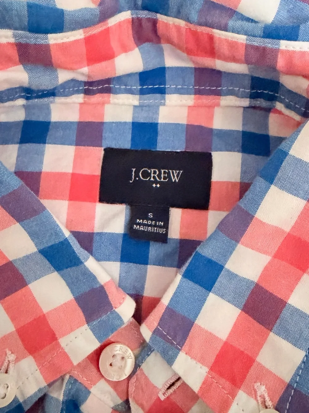 J. Crew Men's Long Sleeve Pink Blue Check Button Down Casual Shirt Size Small
